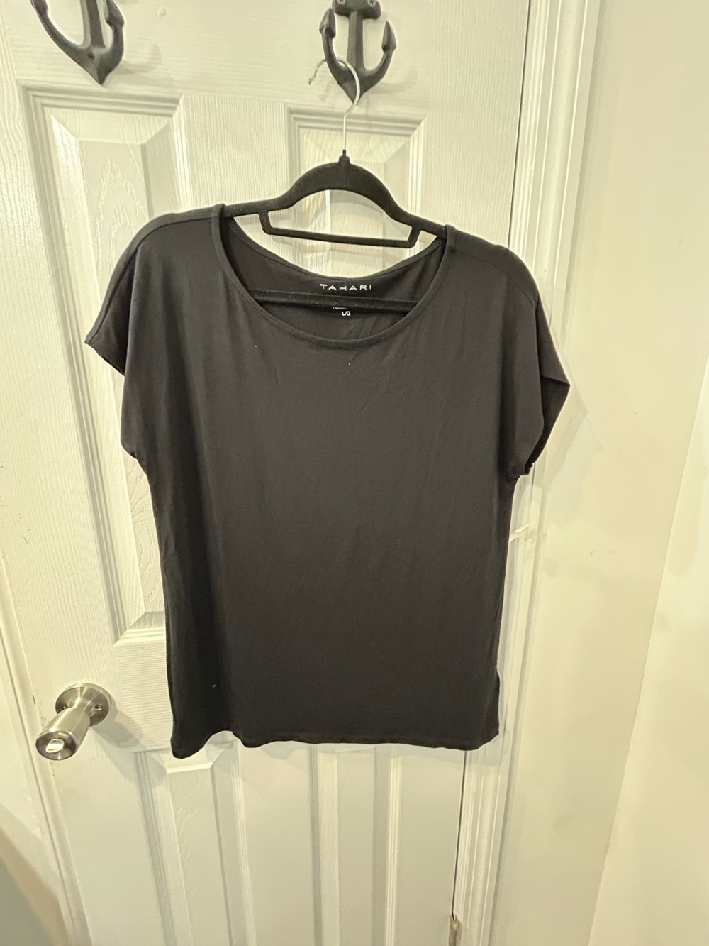 Tahari Black Short-Sleeve Crewneck Tee